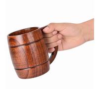 Smandy Wooden Drinking Cup, Handmade Natural Wood Beer Mug 301 to 400ml Thickened Bottom Smooth for Water Tea Beer Home Kitchen Office Adults