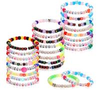 SMAODSGN 12/24/48 Pcs Rave Kandi Bracelets Multicolor Stretch Scene Bracelet Y2k Friendship Bracelets Rave Festival Accessories EDM Festival Jewelry for Women Friends Plur Edm Festival, Adjustable