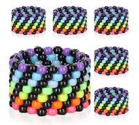 SMAODSGN 3/6 Pcs Rave Multi-layer Bracelets Stretch Rainbow Bracelets Multi Color Beaded Wrap Kandi Cuff Rave Accessories Jewelry Music Party Favor for Women Friends EDM Party Music Festival