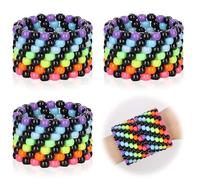 SMAODSGN 3/6 Pcs Rave Multi-layer Bracelets Stretch Rainbow Bracelets Multi Color Beaded Wrap Kandi Cuff Rave Accessories Jewelry Music Party Favor for Women Friends EDM Party Music Festival