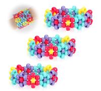 SMAODSGN 3 Pcs Flower Kandi Bracelets Stretch Rave Candy Bracelets Macaron Colors Beaded Flower Kandi Cuff Rave Accessories Jewelry Music Party Favor for Women Friends EDM Party Music Festival