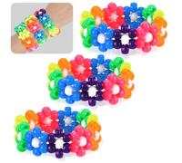 SMAODSGN Flower Kandi Bracelets Stretch Rave Candy Bracelets Multi Color Beaded Flower Kandi Cuff Rave Accessories Jewelry Music Party Favor for Women Friends EDM Party Music Festival, Adjustable