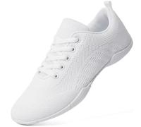 Smapavic Cheer Shoes Women's Cheerleading Dance Shoes Fashion Sneakers Athletic Sports Training Lace-Up Shoes for Gilrs, White2405, 8.5 UK