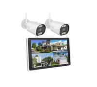 Smar 3MP Outdoor Wifi IP Bullet Cameras 10.1inch LCD Screen Monitor 8CH NVR CCTV Security Sytem Kit Two Way Audio AI Face Detect(1T,8CH NVR and 2 Cam)