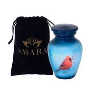SMARA Small Keepsake Cremation Urn with Velvet Case | Choose From Unique Colors | lovely Sharing Mini Metal Token For Human Ashes or Pet. (Keepsake, Cardinal)