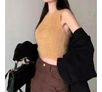 Smarbettiy Faux Mink Tank Top Women Short Sleeveless Pullover Faux Mink | Soft faux mink fabric, round neck design, sleeveless , short 40cm length, daily casual wear
