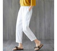 Smarbettiy Loose Cotton Linen Trousers Women Breathable Summer | Lightweight material, durable construction, ninth length , casual style, black white yellow brown orange