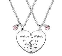 SMARGO 2 Pcs Weirdo 1 And Weirdo 2 Best Friend Puzzle Heart Necklaces For Girls Women Birthday Christmas Graduation Friendship Jewellery Gifts
