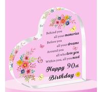 SMARGO 90th Birthday Gifts for Women 90th Birthday Acrylic Plaque Keepsake Unusual 90th Birthday Gifts for Her Special 90th Birthday Gifts for Mum Friend Sister