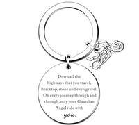 SMARGO Biker Gifts Motorcycle Keyring Ride Safe Keyring May Your Guardian Angel Ride With You Keychain Valentines Day Christmas Birthday Biker Gifts for Men Women