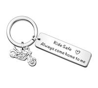 SMARGO Biker Gifts Ride Safe Always Come Home to Me Keychain Keyring Gift for Husband Son Valentine's Day Keychains for Boyfriend Dad Girlfriend Key Chain Christmas Birthday Present for Biker
