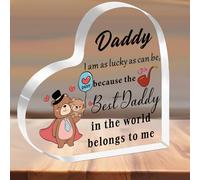 SMARGO Daddy Gifts from Daughter Son Heart-Shaped Acrylic Plaque Gifts for Daddy Birthday Christmas Father's Day Gift for Daddy