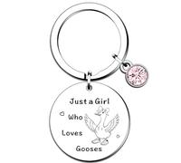SMARGO Funny Goose Keyring Gifts Just A Girl Who Loves Gooses Goose Lover Gift For Girls, Who Loves Goose Keyring