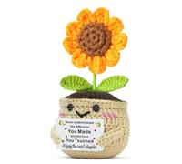 SMARGO Handmade Crochet Sunflower Farewell Gift - "Never Underestimate the Difference You Made" Knitted Sunflower Keepsake with Card, Cute Retirement/Job Change Present for Colleagues & Mentors