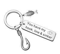 SMARGO Husband Keyring Gift Fishing Lure Hook You Have My Heart,Hook, Line & Sinker Keyring Fisherman Gifts Fishing Lover Gift Anniversary Valentine's Day Christmas Gifts for Men Boyfriend