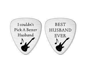 SMARGO I Couldn't Pick A Better Husband Guitar Picks Plectrum Gifts From Wife For Valentines Anniversary Birthday Christmas Presents Best Husband Ever, silver, one size