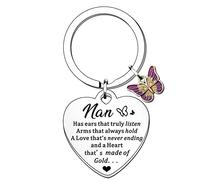 SMARGO Nan Keyring Mothers Day Birthday Christmas Gifts Love Heart Shape Keychain Presents From Grandchildren