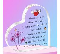 SMARGO Sympathy Gifts Bereavement Gifts for Loss of Dad Mum Grandma Friend Husband Memorial Gifts for Grave Graveside Acrylic Heart Shape Table Decorations