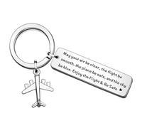 SMARGO Traveling Gifts Fly Safe Pilot Keyring - May Your Air Be Clear Keychain for Boyfriend, Husband, Dad, Flight Staff, Airline Worker