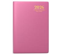 Smarpau 2026 A5 Day a Page Diary, Daily Planner with Notes & Contacts, Hardback Full Year Classic Diary for School, Office & Personal Use - Rose Red