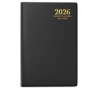 Smarpau 2026 Diary A5 Page A Day, Full Year Classic Diary Daily Planner Organiser, Hardback Journal with Month Tabs for Student, Office and Personal Use - Black