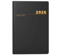 Smarpau 2026 Diary Week to View A5, Full Year Weekly Planner with Month Tabs, Classic Diary Hardback Journal Organiser for Efficient Stuy and Work - Black