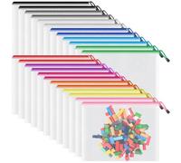 Smarpau 24PCS Plastic Wallets A5 - Plastic Folders A5 Zip Wallets Zip Lock Bags Waterproof Mesh Document Bags for School, Office Supplies, Home Storage(12 Colors)