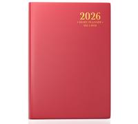 Smarpau A4 Diary 2026 Day per Page, Jan-Dec, Full Year Daily Planner Organiser, Classic Page a Day Diary for Student, Office and Personal Use - Red