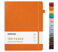 Smarpau A4 Lined Notebook 180 Pages, Leather Journal Notebook with 80gsm Paper, Hardback Notepad for Women Men, No Bleed for Writing, Thick Journal for Office School Travel, Orange