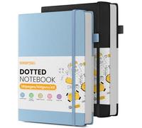 Smarpau A5 Dotted Notebooks 2 Pack, 360 Pages Bullet Dot Grid Journal Notebook with 100gsm Paper, No Bleed for Writing, Hardback Notepad for Office School Travel - Black Blue