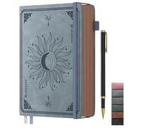 Smarpau A5 Journal Notebook with Pen, 366 Pages 100gsm No-Bleeding Paper Journal Diary, Vintage Leather Hardcover Notebook for Women Men Work School Office, 14.5 x 21cm -Misty Blue