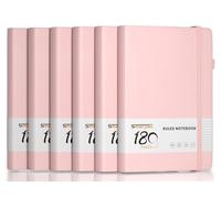 Smarpau A5 Lined Journal Notebook, 6 Pack Hardcover Journals for Women, Notepad with Thick Paper for Writing, Leather Notebook Multipack for Work School Office, 180 Pages, 14.5 x 21 cm - Pink