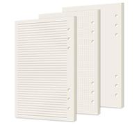 Smarpau A5 Refill Paper, 3 Packs Ruled Lined+Dotted+Blank, 6 Holes Ring Binder Inserts, 135 Sheets 270 Pages Journal Notebook Loose Leaf