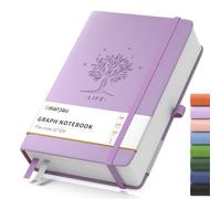 Smarpau A5 Squared Notebook - 320 Pages Graph Paper Notebook for Writing, 100GSM Thick Paper, Journal for Women Men Office School Work - 14.5 x 21cm, Purple