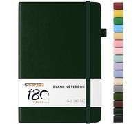 Smarpau A5 Unlined Journal Notebook, Hardcover Blank Notebook with180 Pages, Thick Plain Journal for Women Men Sketch, Notepad for Work School Travel Writing, Deep Green