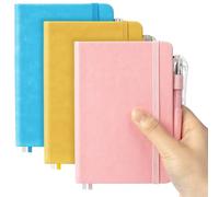 Smarpau A6 Lined Notebook, 3 Pack Small Notebook Journal 100gsm No Bleed Paper, 120 Pages Leather Hardcover Journal Notebook Notepad for Women Men Work School Office - Pink Yellow Blue