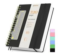 Smarpau B5 Spiral Notebooks, Waterproof PVC Journal 320 Pages, 100GSM Thick Paper No Bleed, Hardback Notepad for Women Men Writing Office School, 19 x 25 cm - Black