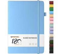 Smarpau Blank Notebook A5, Hardback Journal Notebook with 180 Pages Unlined Paper, Leather Journal for Writing, Working, Study, Drawing - Ocean Blue