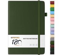 Smarpau Bullet Journal A5 Notebook, 180 Pages Hardcover Dotted Notebook for Writing, Thick Paper No Bleed, Hardback Dot Grid Journal Notepad for Work School Travel, Green