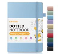 Smarpau Dotted Notebook A5, Bullet Dot Grid Journal with 180 Pages, 100 GSM Thick Paper No Bleed, Leather Journal for Office School Travel Writing, 14.5 X 21 cm - Blue