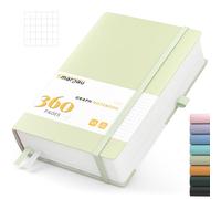 Smarpau Graph Paper A5 Notebook, Thick Journal Grid Notebook 360 Pages, 100GSM Thick Paper for Writing, Leather Journal for Women Men Work School Office - 14.5 x 21cm, Light Green