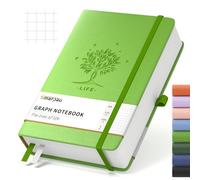 Smarpau Graph Paper Notebook A5-320 Pages Square Notebook with 100gsm Paper, Hardcover Leather Journals for Women Men Writing School Office, 14.5 x 21cm - Light Green