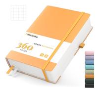 Smarpau Graph Paper Notebook A5 360 Pages, Thick 100gsm Paper, Journals for Women Men Writing, PU Leather Journal for School Office, 14.5 x 21cm - Orange