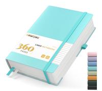 Smarpau Lined Notebook A5, 360 pages softcover composition notebooks for writing, 100gsm thick paper leather journal for office school women men, 14.5 x 21cm - Lake Blue
