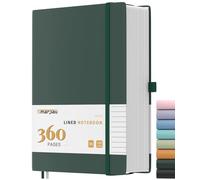 Smarpau Lined Notebook B5 - Large Leather Journal with 360 Pages 100gsm No Bleed Paper, Thick Hardback College Ruled Notepad for Office School Work Women Men, 19 x 25 cm - Depp Green