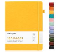 Smarpau Notebook A4, Hardcover Leather Lined Journal for Women Men, 180 Pages Thick Paper No Bleed for Writing, Notepad for Office School Travel Supplies - Yellow