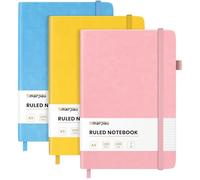 Smarpau Notebooks A5, 3 Pack Lined Journals with 100gsm No Bleed Paper, 540 Pages Hardcover Journal Notebook for Women Men Writing, 14.5 x 21cm - Pink Yellow Blue