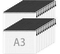 Smarpau Plastic Wallets A3-24PCS A3 Plastic Folders Zip Wallets Document Folder Zip Lock Bags Mesh Zipper Bag for School Office Travel Storage (Black)