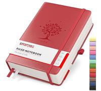 Smarpau Thick Lined Journal Notebook, 320 Pages Large Leather Journal Notebook with 100gsm No bleed Paper, College Ruled Notepad Hardback for Office School Work Women Men, 19 x 25 cm - Red