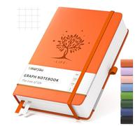 Smarpau Thick Squared Notebook A5, 320 Pages Graph Paper Notebook with 100gsm Paper, Hardcover Leather Journal for Office School Travel, 14.5 x 21cm - Orange